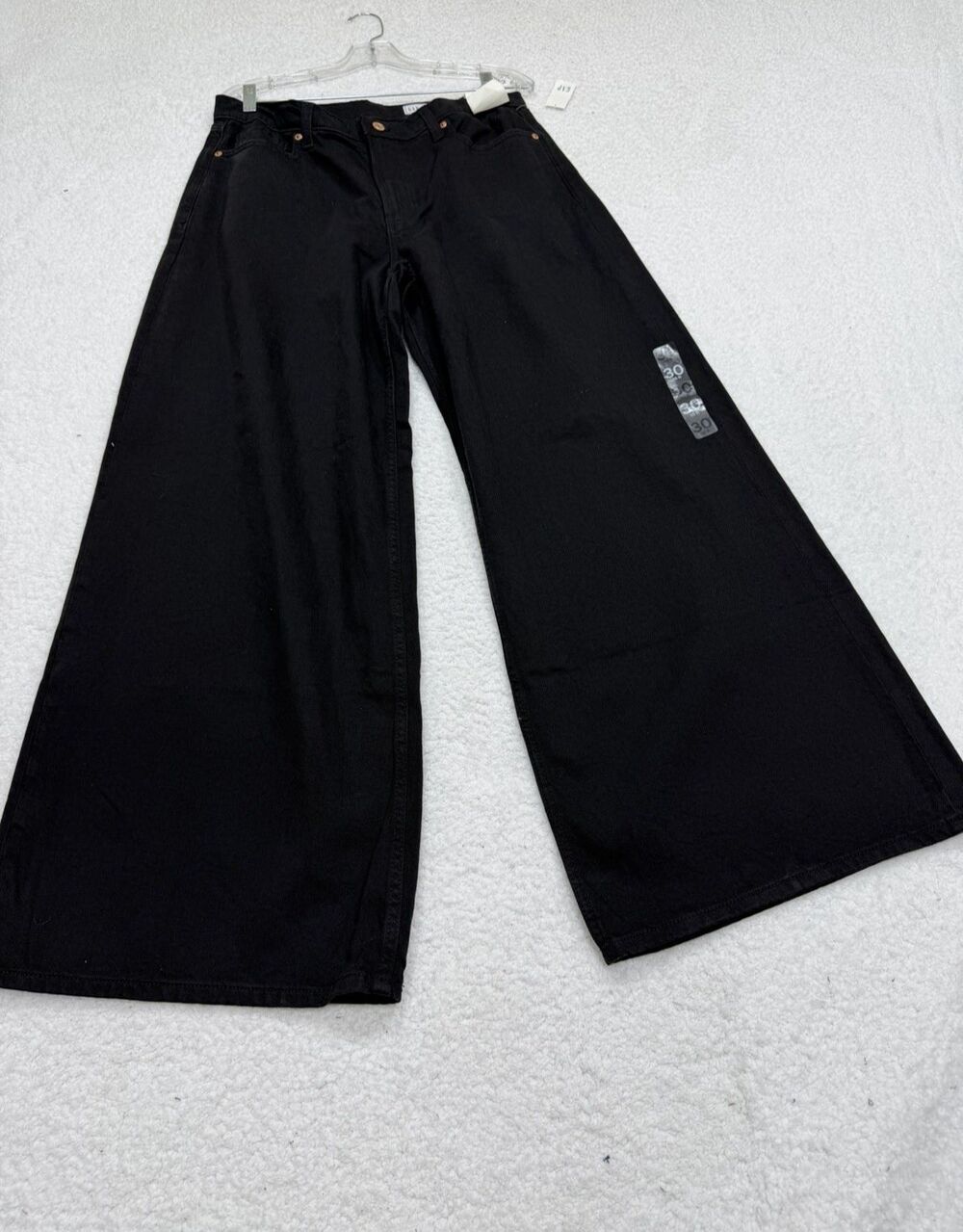 Gap Jeans Pants Women Black Wide Leg Ultra Soft Denim Y2K Retro Boho Size 30 NWT